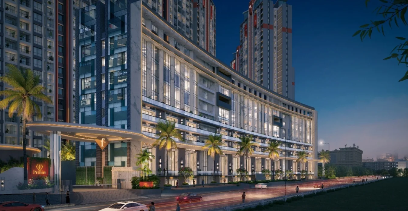 F Signature - the integrated commercial high street lit at dusk, Punawale-Tathawade Pune